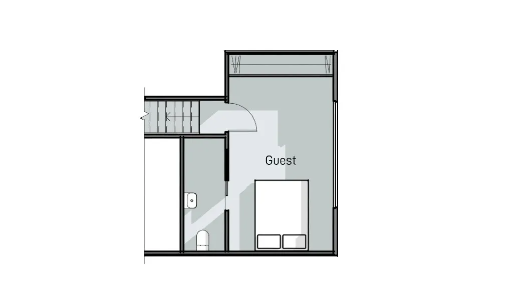 Attic floor plan showing the guest bedroom reached by stairs
