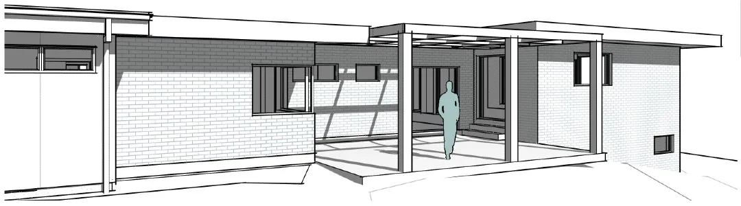 Sketch showing concept for new alfresco area on a house with a flat roof