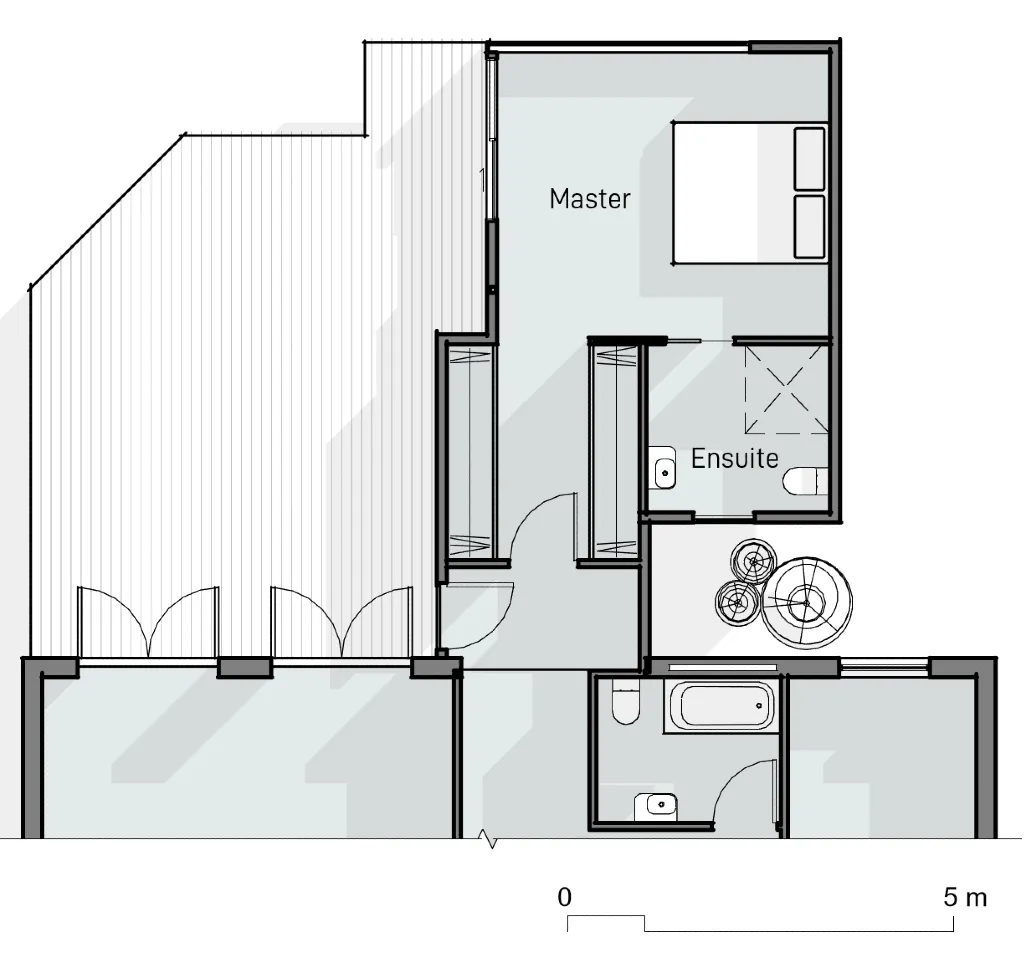 Floor plan sketch showing the location of the master and ensuite